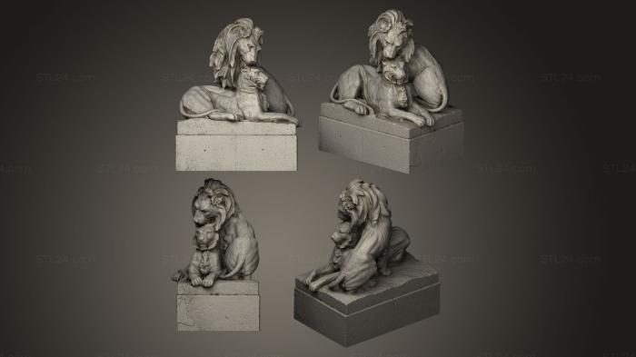 Figurines lions tigers sphinxes (Groupe de lions, STKL_0125) 3D models for cnc